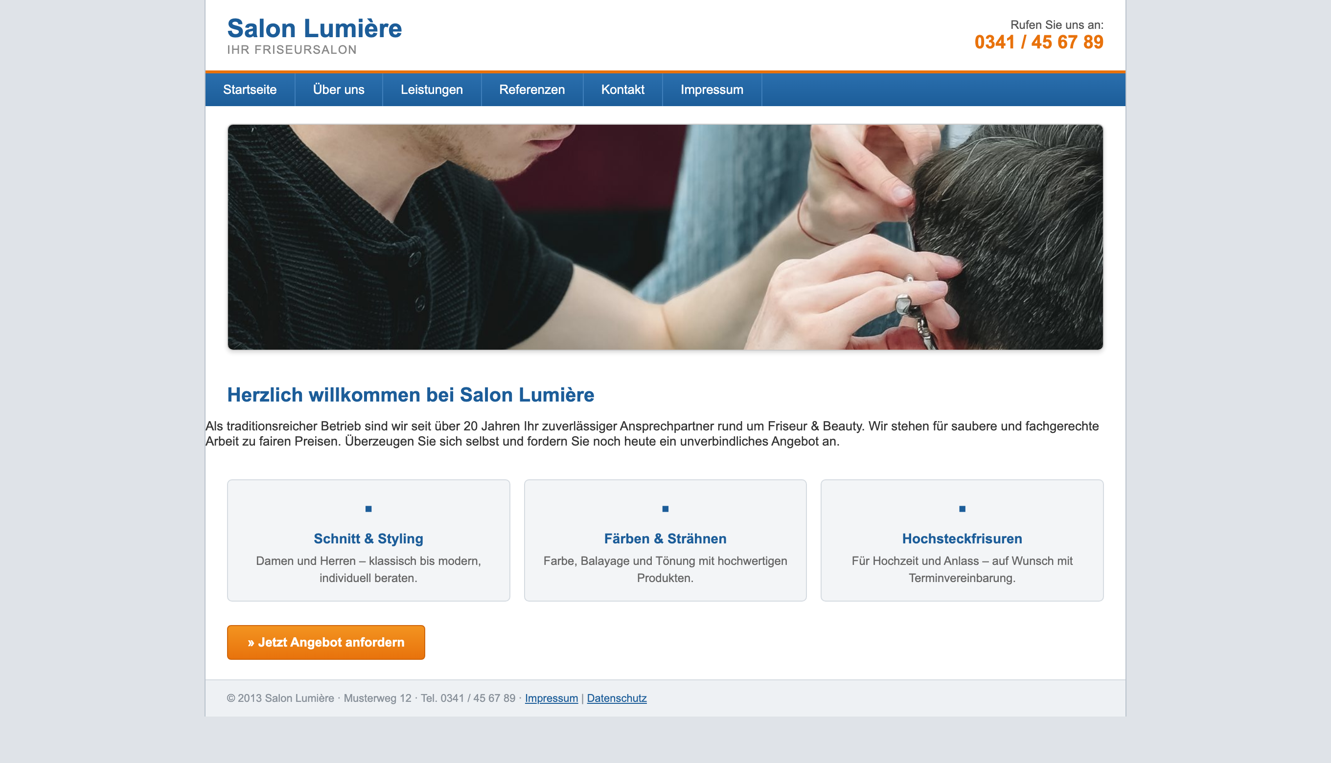 Vorher: veraltete Website für Friseur & Beauty