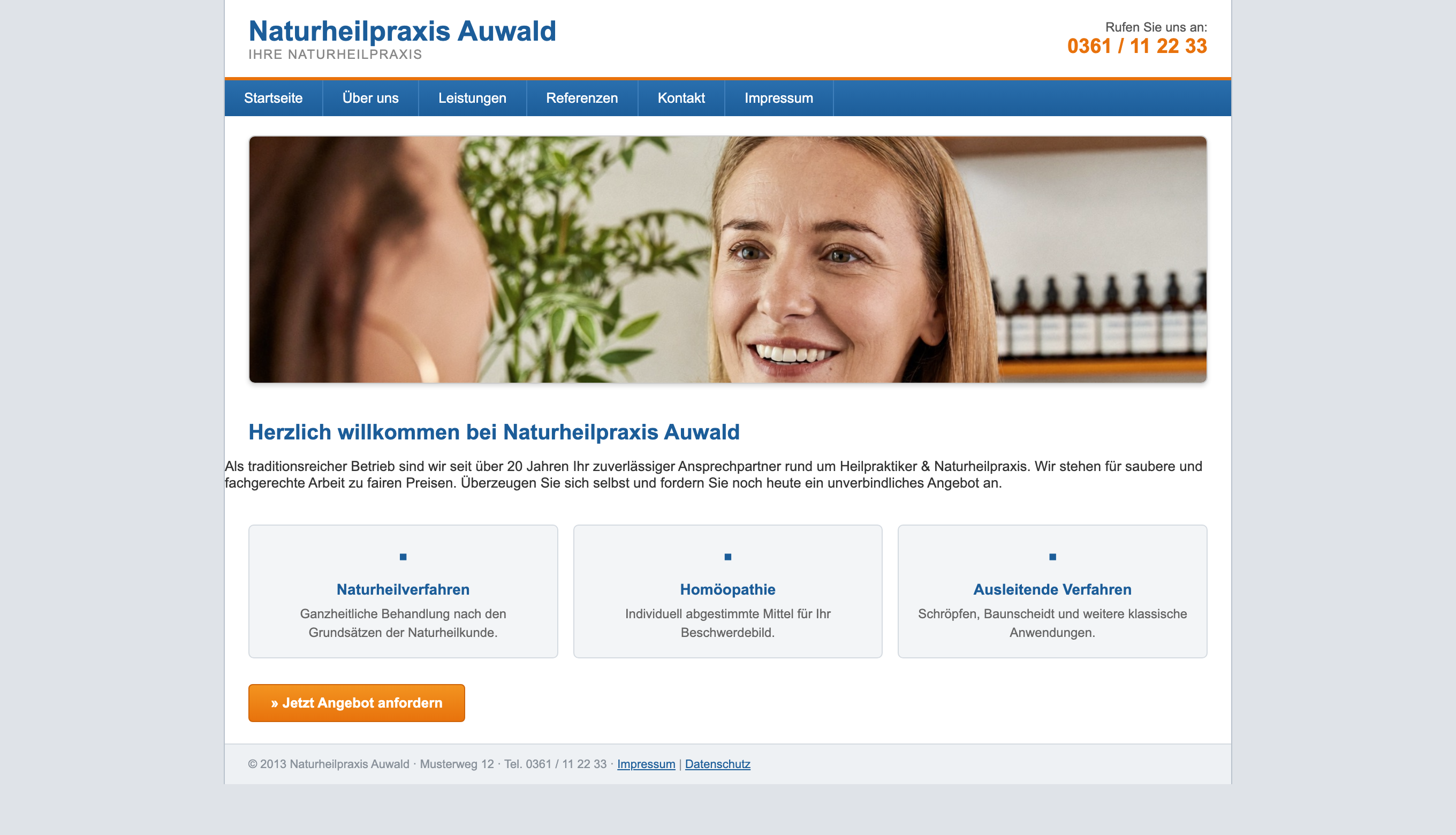 Vorher: veraltete Website für Heilpraktiker & Naturheilpraxis