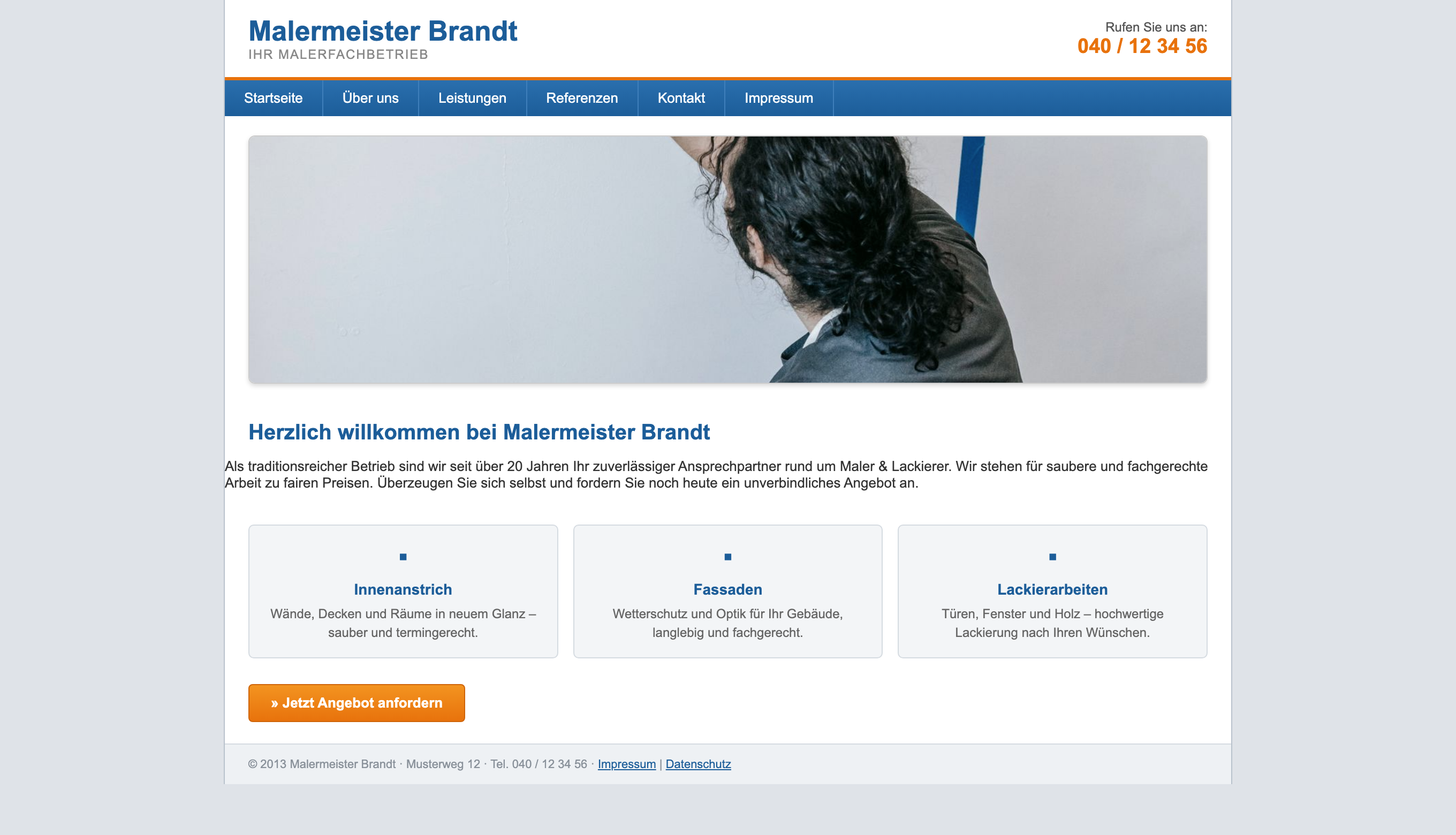 Vorher: veraltete Website für Maler & Lackierer