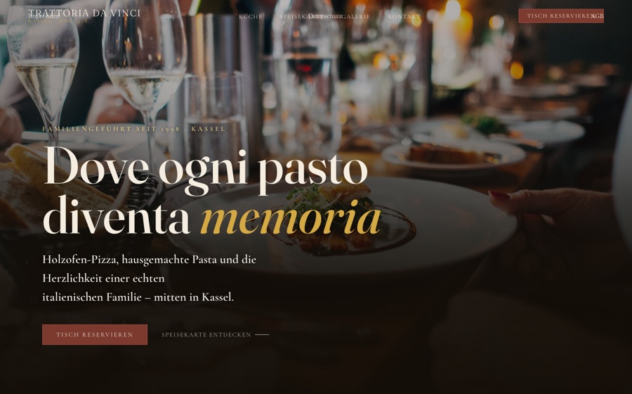 Vorschau der Beispiel-Website für ein italienisches Restaurant